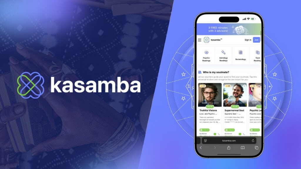 Mobile app interface with logo