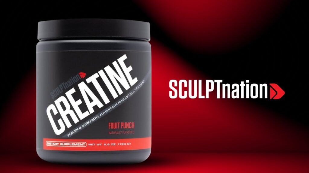 Fruit punch creatine supplement container